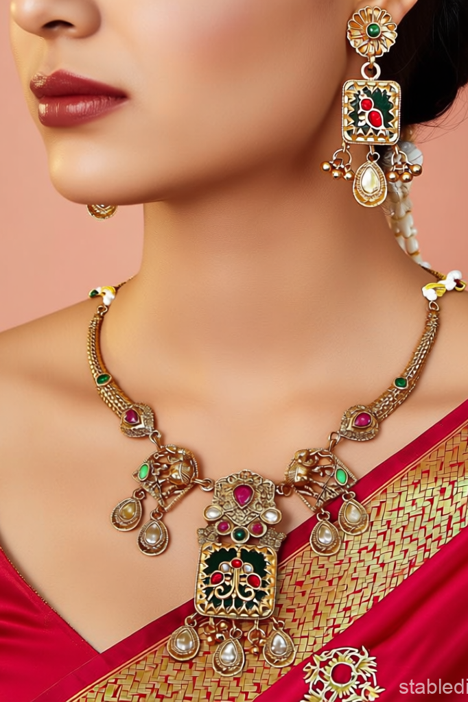 Traditional Gold-Tone Necklace & Bangle Set