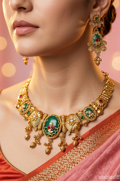Traditional Gold-Tone Necklace & Bangle Set