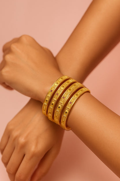 Pure Copper Bangle Pair | 4 Pcs