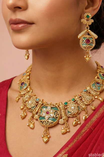 Handcrafted Gold-Tone Demi Bridal Jewellery Set