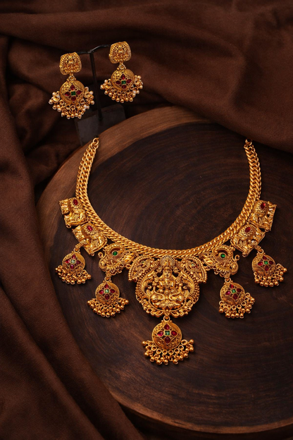 Traditional Gold-Tone Necklace & Bangle Set