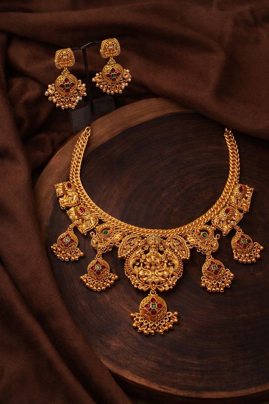 Traditional Gold-Tone Necklace & Bangle Set