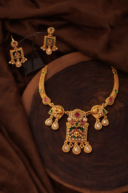 Traditional Gold-Tone Necklace & Bangle Set
