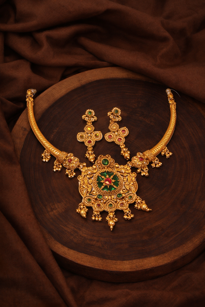 Handcrafted Gold-Tone Demi Bridal Jewellery Set