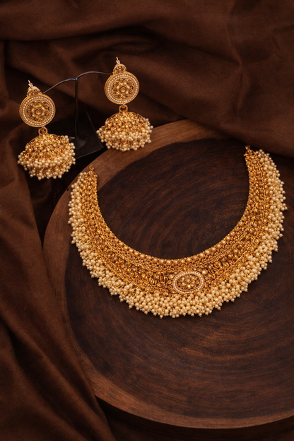 Traditional Gold-Tone Necklace & Bangle Set