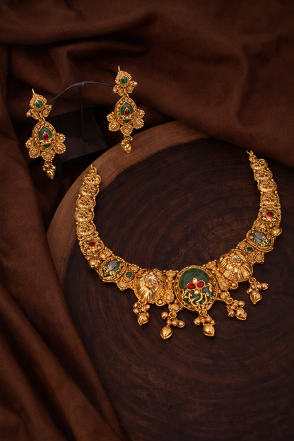Traditional Gold-Tone Necklace & Bangle Set