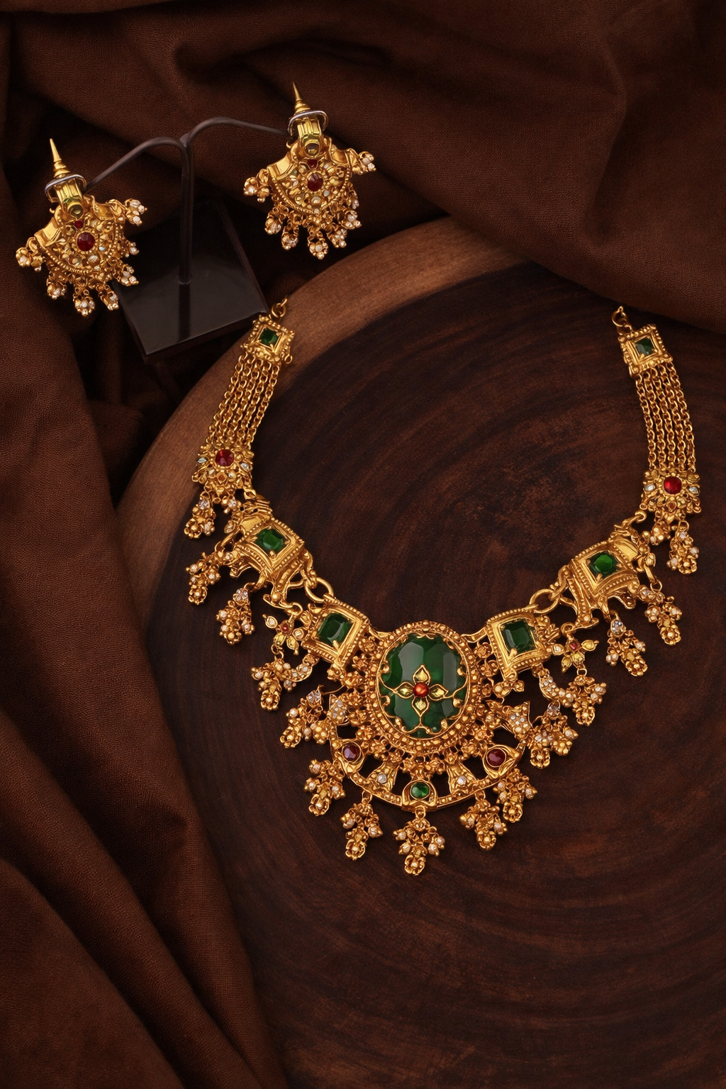Traditional Gold-Tone Necklace & Bangle Set